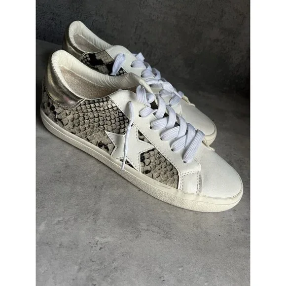 Steve Madden Madden Girls White Multi Snakeskin Star Sneakers Womens Size 7.5 - Picture 13 of 16